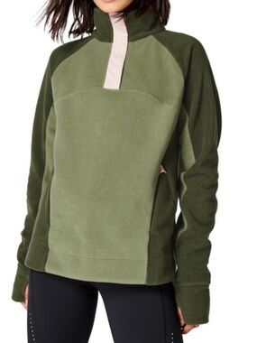 SWEATY BETTY Altitude Thermal Half Snap Sweatshirt Fleece Green Size Small
